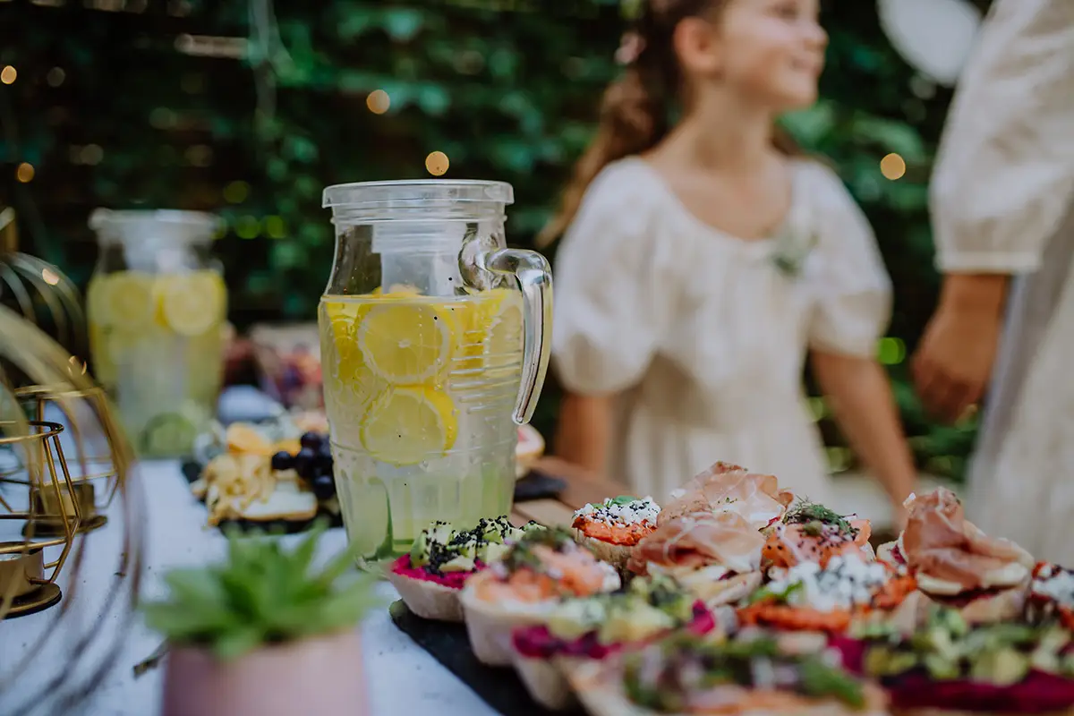 Food at outdoor wedding